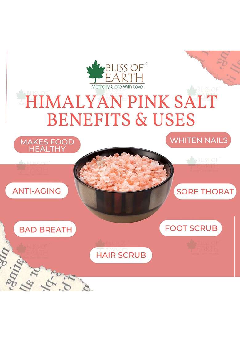 Bliss Of Earth 1Kg Pure Reguler Pakistani Himalayan Pink Salt Refill Pack Non Iodised For Weight Loss & Healthy Cooking, Natural Substitute White - Indya