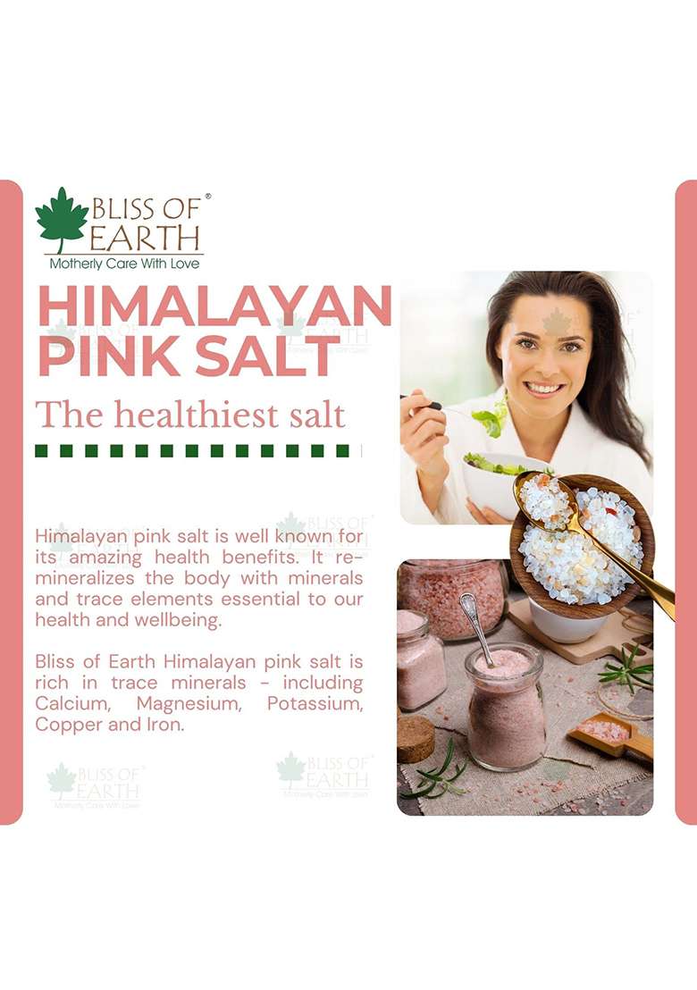 Bliss Of Earth 1Kg Pure Reguler Pakistani Himalayan Pink Salt Refill Pack Non Iodised For Weight Loss & Healthy Cooking, Natural Substitute White - Indya