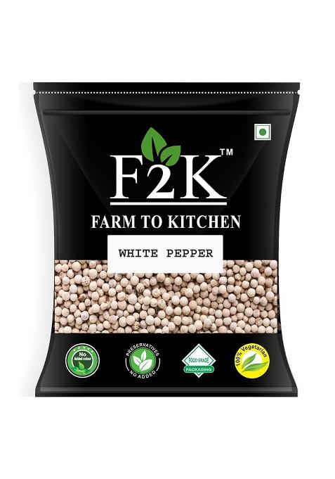 F2K Farm To Kitchen White Pepper Whole 250G - Sabut Safed Mirch, The Secret Weapon For Creamy Sauces And Smooth Mashes, Unlock Digestive Harmony & Antioxidant Power