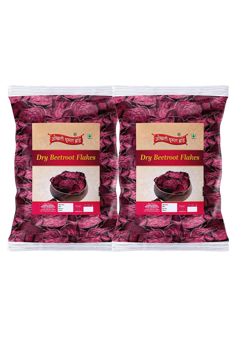 Okhli Musal Brand Sun Cooked Beetroot Slices | Dried Flakes For Face Pack Skin Whitening & Radiant Pre Workout Supplement Face, Hair, Cooking-200G*2Pack