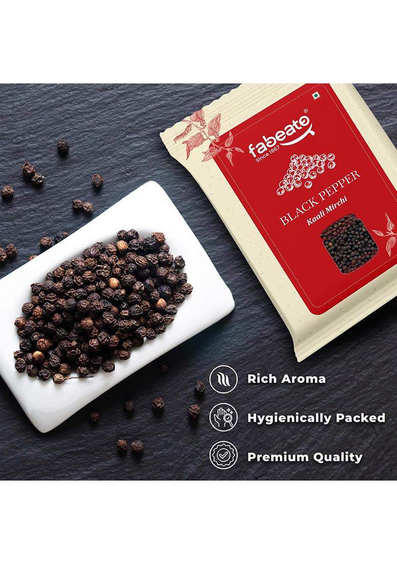 Fabeato Whole Black Pepper 100 Gram|Kali Mirch|Ultra-Pure & Finely Ground| Aromatic, Premium With Bold Flavor Rich Aroma