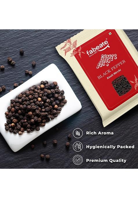 Fabeato Whole Black Pepper 100 Gram|Kali Mirch|Ultra-Pure & Finely Ground| Aromatic, Premium With Bold Flavor Rich Aroma