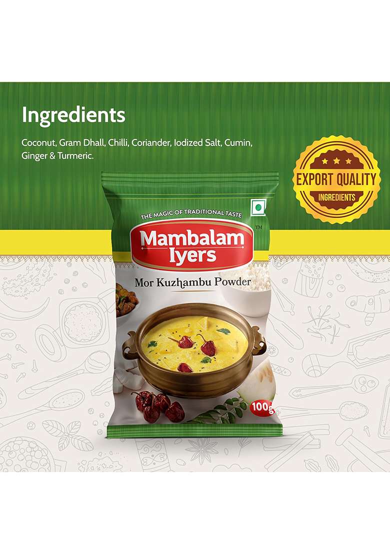 Mambalam Iyers Mor Kuzhambu Powder 100G Pouch | Instant South Indian Yogurt Curry Masala - Indya