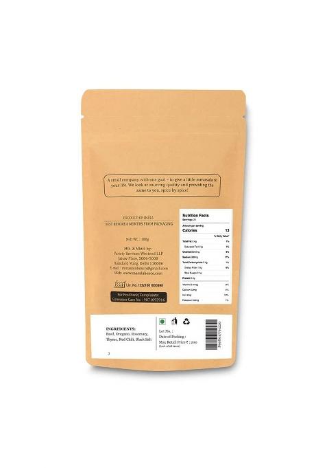 The Mmasala Box Co. Italian Herb Mix Oregano (100 Gms)|Classis Blend Of Spices For Pizza, Pasta, Garlic Bread & Food| All Purpose Seasoning Flakes |All Natural Chemical Free