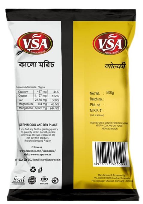 Vsa Naturals Black Pepper Whole_Kali Mirch_Golki 500Gm