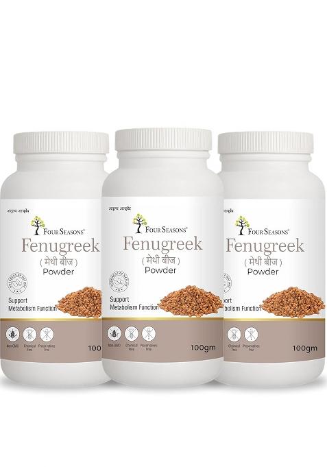Four Seasons Methi/Fenugreek Seed Powder 100Gm | Natural & Edible For Hair, Skin Health Nourishment Rich In Protein Fiber Pack Of 3