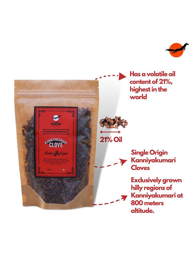 Nilgiri Marten Spices Kanniyakumari Cloves | 21% Oleoresin Content, Natural & Pure No Added Colors Preservatives Laung, Lavangam, Sabut Khade Masale, Grampu Krambu, For Strong Immunity Diabetes Single Origin (250G) - Indya