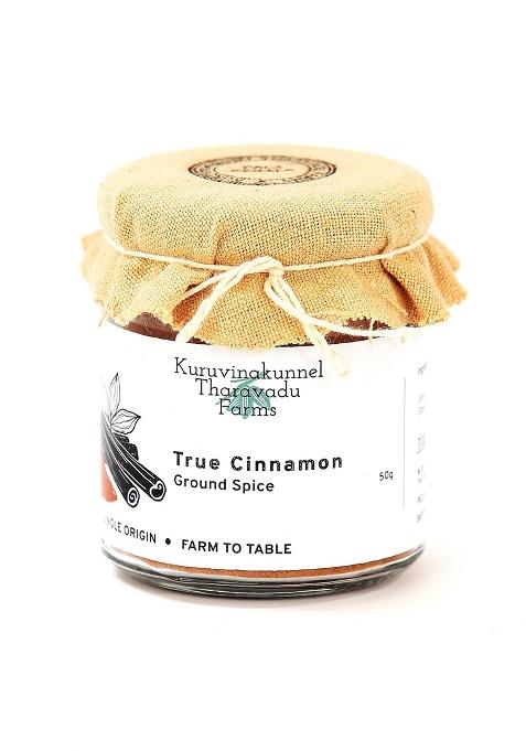 Kuruvinakunnel Tharavadu Farms True Cinnamon Powder/ Ground Spice (Organically Grown | Single Origin Farm To Table) 50 Gms