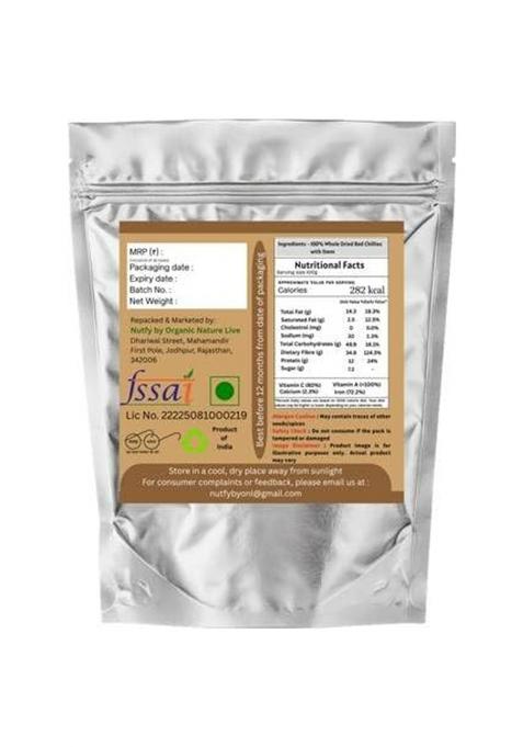 Organic Nature Live Nutfy Dandi Wali Sabut Laal Mirch | Premium Whole Red Chillies With Stem Sun-Dried Guntur & Mathania For Authentic Flavor (200G)
