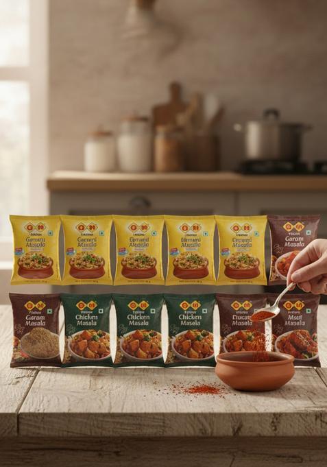 Gm Foods Meat, Chicken, Biryani Masala & Garam 20G Each (Pack Of 20) | Spicy Aromatic Blend Authentic Indian Spices For Curries, Rice Non-Veg Recipes