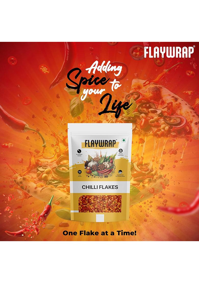 Flaywrap Chilli Flakes 200Gm | Premium Red Crushed Spicy Seasoning For Pizza, Pasta, Salad & More 100% Natural Fresh Airtight Pack