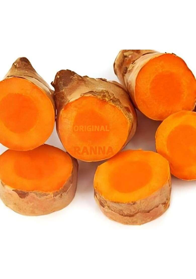 Ranna Raw Turmeric | Root Kachi Haldi Fresh Taaja Pasupu Pacha Manjal Pachamanjal Chemical Free Bright Orange Immunity Booster Natural And Export Quality, Bengal Origin (400 Gm), Organically Grown, Produced Sorted By Our Own Farmers - Indya