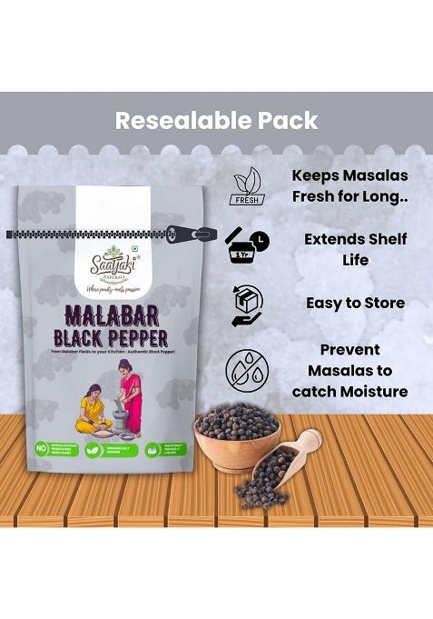 Saatyaki Naturals Malabar Black Pepper Fresh & 100% Natural For Cooking Seasoning (100Gm)