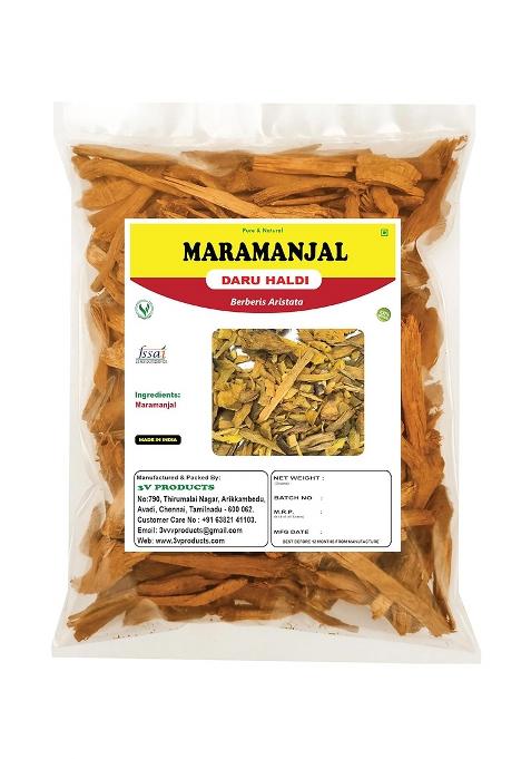 3V Products Dried Maramanjal Bark 100G | Daru Haldi Daruharidra Berberis Aristata Indian Berberry (Crushed)