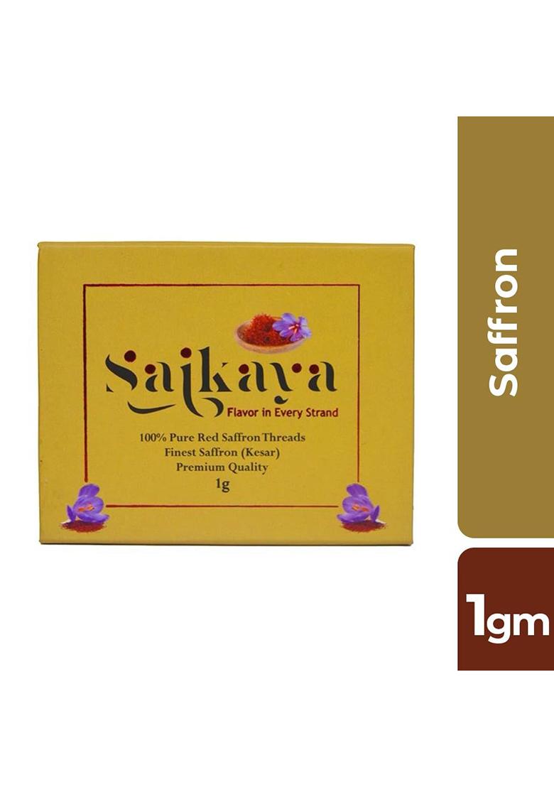 Saikaya Pure & Fresh Saffron Threads 1Gm | 100% Organic Kesar, Hand-Picked, Rich Aroma Color For Culinary And Health Use