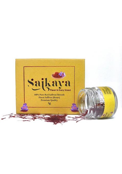 Saikaya Pure & Fresh Saffron Threads 1Gm | 100% Organic Kesar, Hand-Picked, Rich Aroma Color For Culinary And Health Use
