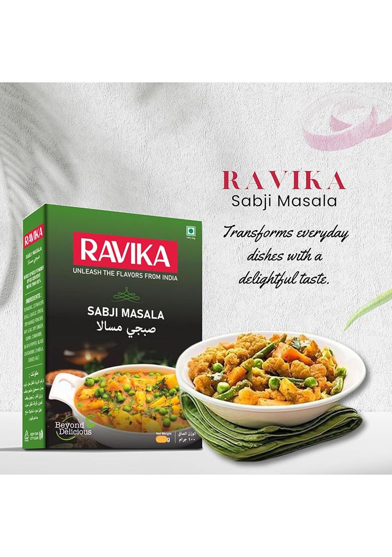 Ravika Sabji Masala | Made With Aromatic Spices 100% Natural Ingredients Ready To Use Authentic Vegan Spice No Bulking Agent Artifical Colours Or Preservatives Used