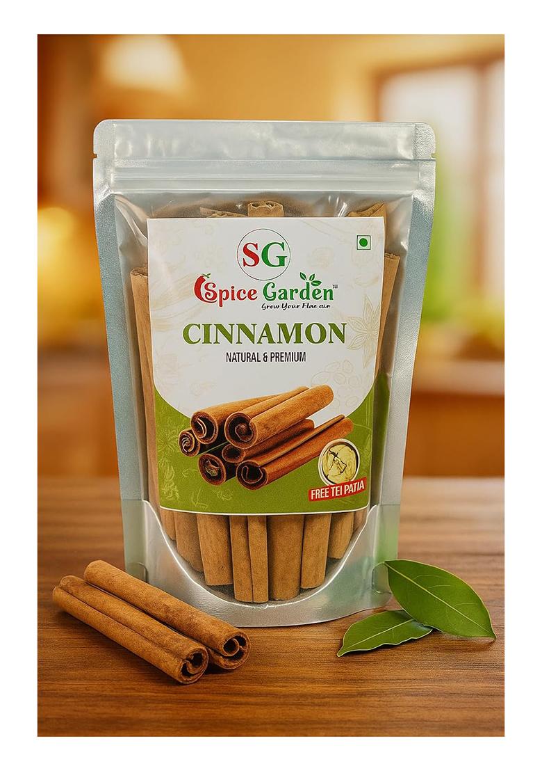 Spice Garden Natural Whole Cinnamon Sticks | Dalchini For Cooking & Chai Sabut Khada Masala Aromatic Indian Recipes Pure Fresh (100 Gram)