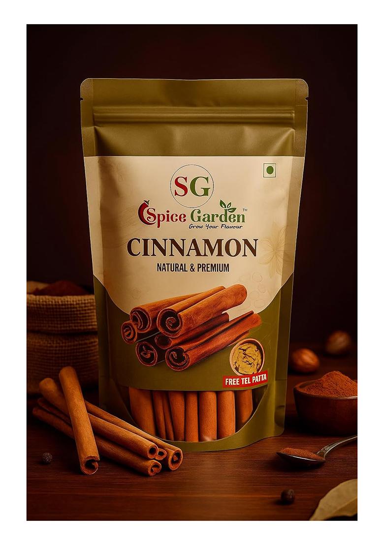 Spice Garden Natural Whole Cinnamon Sticks | Dalchini For Cooking & Chai Sabut Khada Masala Aromatic Indian Recipes Pure Fresh (100 Gram)