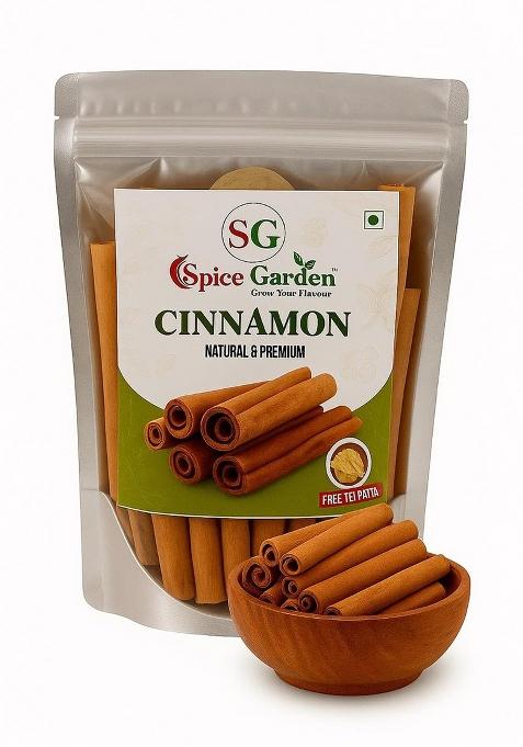 Spice Garden Natural Whole Cinnamon Sticks | Dalchini For Cooking & Chai Sabut Khada Masala Aromatic Indian Recipes Pure Fresh (100 Gram)