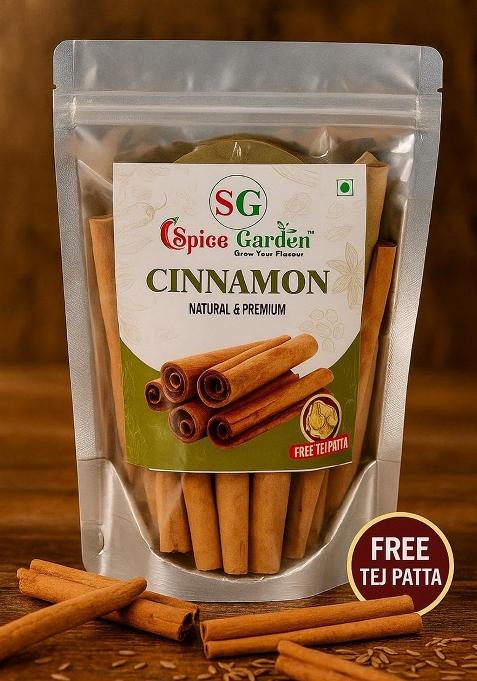 Spice Garden Natural Whole Cinnamon Sticks | Dalchini For Cooking & Chai Sabut Khada Masala Aromatic Indian Recipes Pure Fresh (100 Gram)