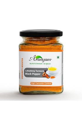 Aranyam Lakadong Turmeric Drink Mix - 100G | Infused With Black Pepper High Curcumin (7-12%) Haldi Powder For Golden Milk, Latte, Tea & Health From Meghalaya