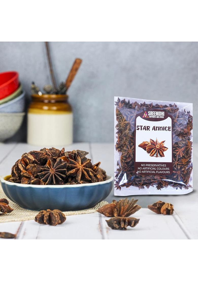 Sreenidhi Whole Star Anise 1Kg | Naturally Dried Spice Pods Aromatic & Flavorful Ideal For Cooking, Baking, Herbal Teas Ayurvedic Use