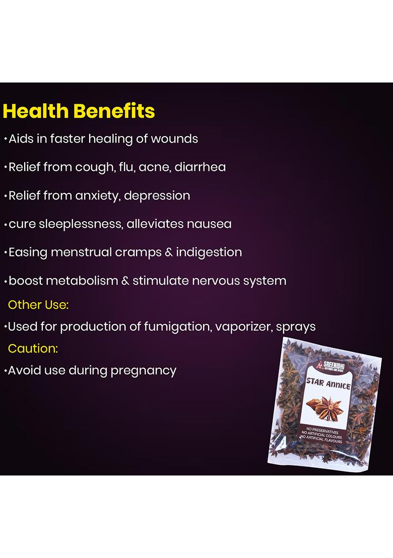 Sreenidhi Whole Star Anise 1Kg | Naturally Dried Spice Pods Aromatic & Flavorful Ideal For Cooking, Baking, Herbal Teas Ayurvedic Use