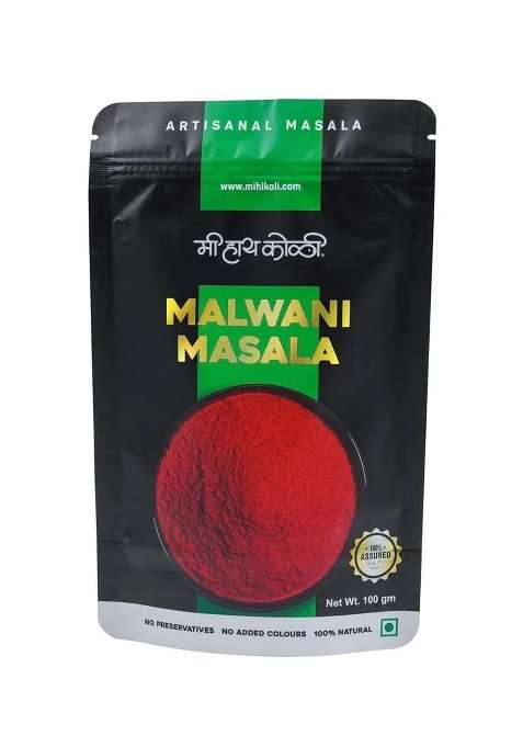 Mi Hi Koli - Authentic Malvani | 100% Natural Artisanal Style Coastal Cuisine Blended Spices Mix No Added Preservatives & Colors Spicy Seafood| 100 Gm