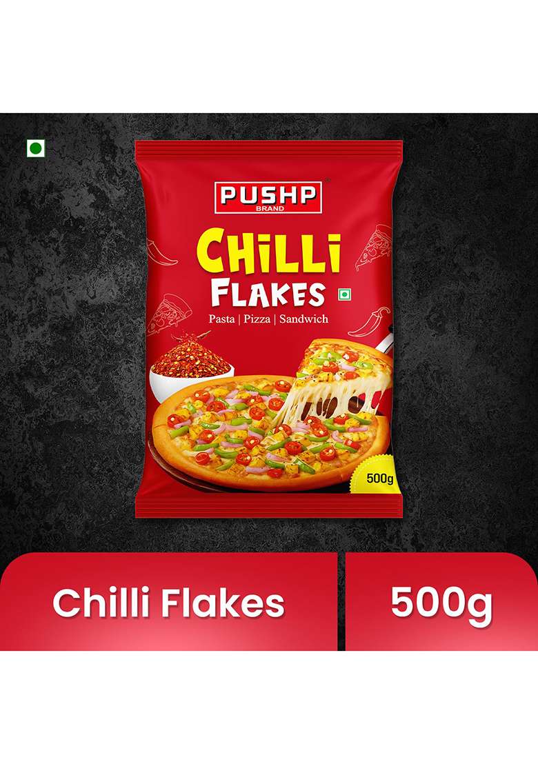 Pushp Brand Chilli Flakes | 500G Pouch Premium Spicy Seasoning For Pizza, Pasta & Cooking Toppings (Pack Of 1) - Indya