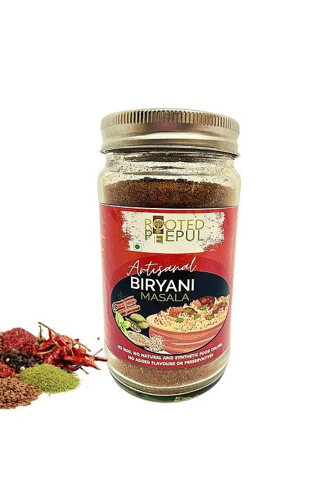 Rooted Peepul - Artisanal Organic Mutton Biryani Masala Or Chicken Veg Perfect Blend Of 23 Authentic Premium Spices No Colours & Artificial Flavours 200G