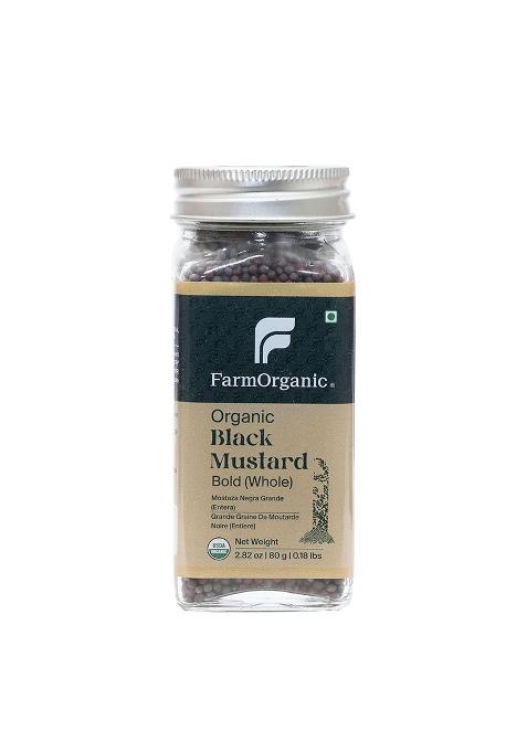 Farm Organic Farmorganic Black Mustard Bold 80G | Whole Rai Seeds Cold-Pressed Flavor Adds Authentic Indian Taste Usda Certified Rich In Antioxidants
