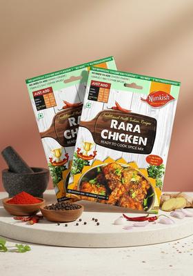 Nimkish Rara Chicken Spice Mix Pack Of 2 | Ready To Cook Masala For Spicy Curry Complete Premix With Tomato Onion Garlic Ginger And Coriander 60G Each