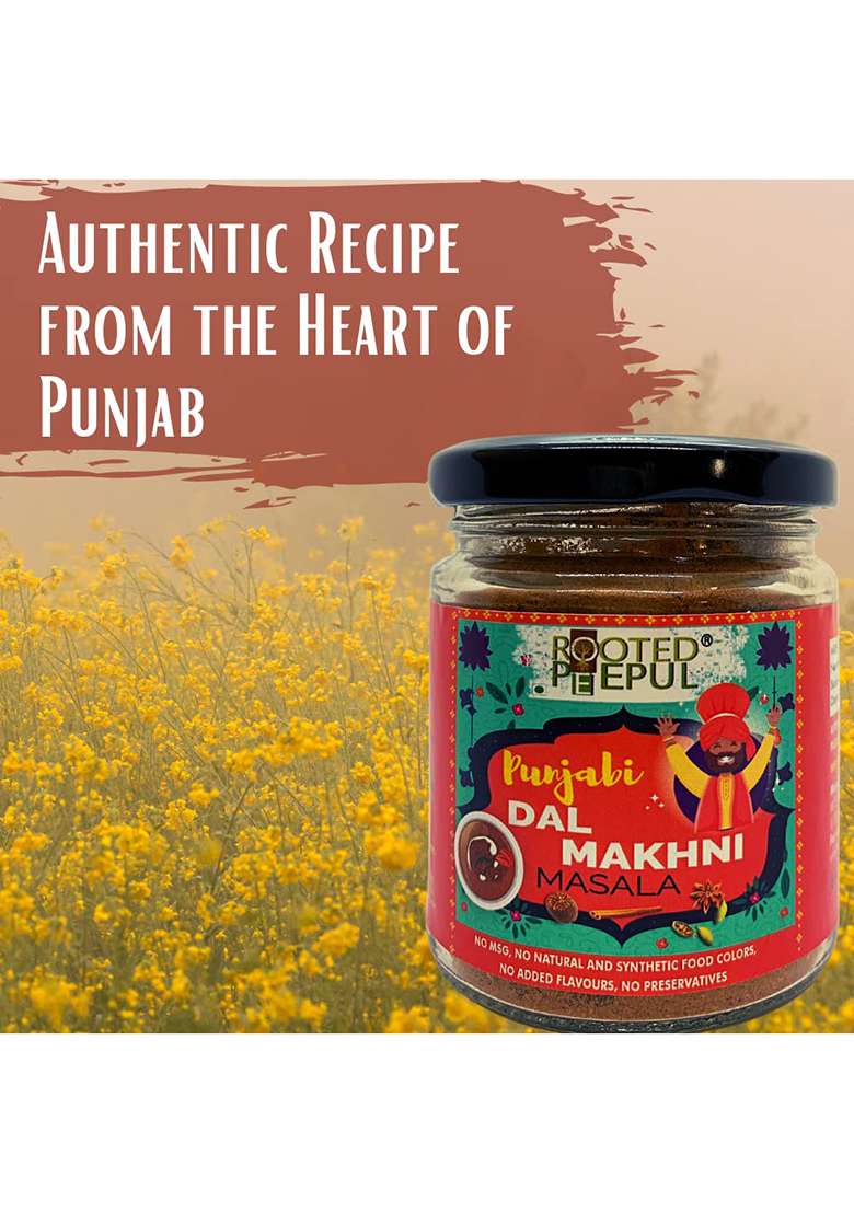 Rooted Peepul - Dal Makhani Masala Powder An Authentic Recipe From The Heart Of Punjab Perfect Blend 30 Pure Premium Spices No Msg, Preservatives, Artificial Colour Or Flavour 75G - Indya