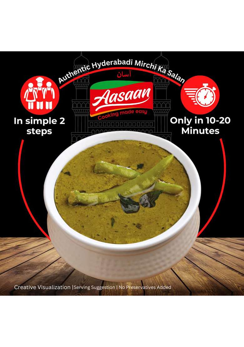 Aasaan Hyderabadi Instant Mirchi Ka Salan & Bagharay Baigan Authentic Ready-To-Cook Combo For Biryani - Indya