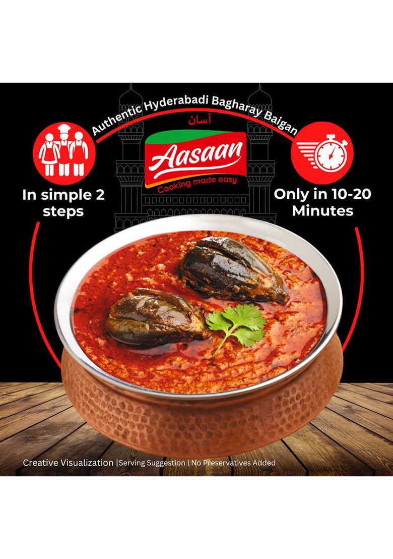 Aasaan Hyderabadi Instant Mirchi Ka Salan & Bagharay Baigan Authentic Ready-To-Cook Combo For Biryani - Indya