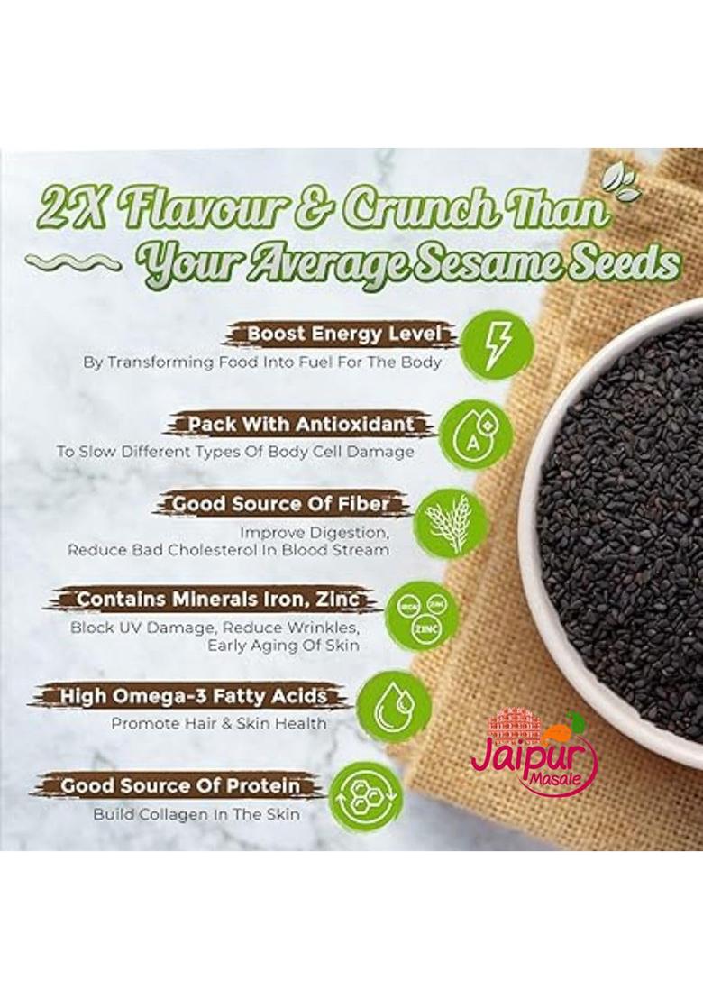Shaan-E Jaipur Raw Black Sesame Seeds | Til For Eating Organic Gingelly Oil Kaale Weight Loss And Unhulled (900 Gm) Pack Of 2
