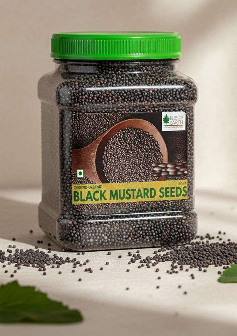 Bliss Of Earth Earth, Black Mustard Seeds 600Gm Organic For Cooking, (Kali Sarson) - Indya