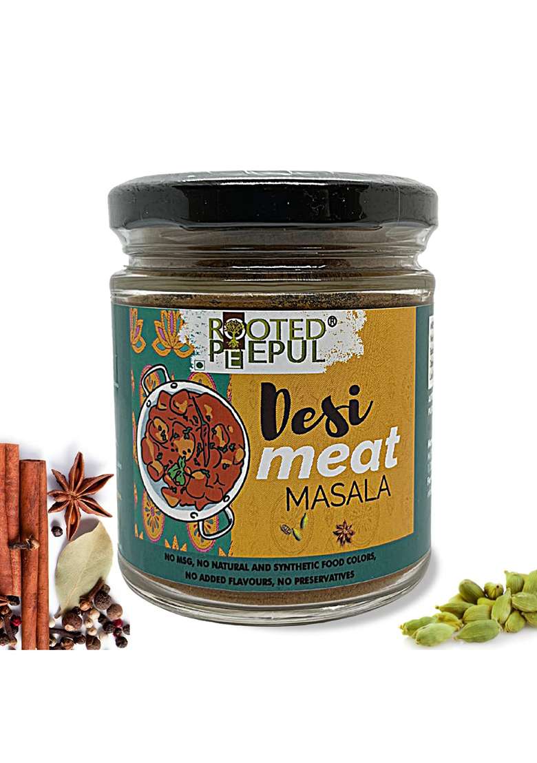 Rooted Peepul Desi Meat Masala | For Mutton Currry & Chicken Curry| Pure Spices 75 Gm/No Preservatives - Indya