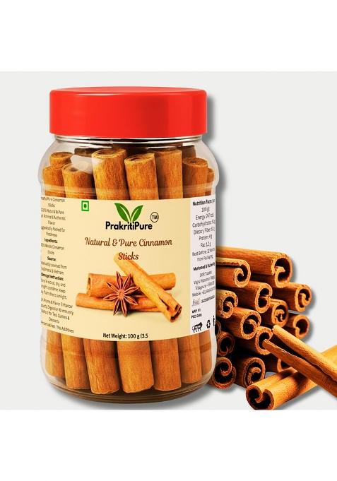Prakritipure Natural Cinnamon Sticks, 100G, Premium Whole Spice For Tea And Cooking, No Preservatives