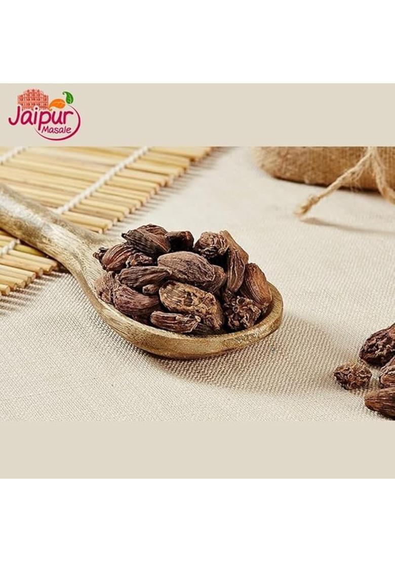 Jaipur Masale | Black Cardamom (Badi Elaichi) Bold Aroma & Smoky Flavor 100% Natural Whole Spice Ideal For Biryani, Curries Masala Chai (100) Gm With Jute Bag