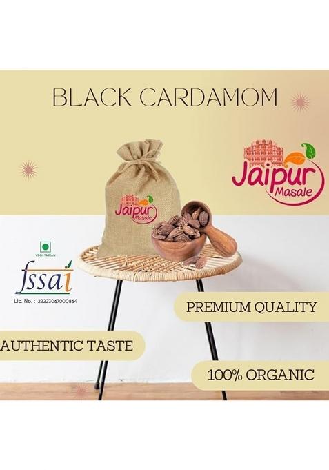 Jaipur Masale | Black Cardamom (Badi Elaichi) Bold Aroma & Smoky Flavor 100% Natural Whole Spice Ideal For Biryani, Curries Masala Chai (100) Gm With Jute Bag