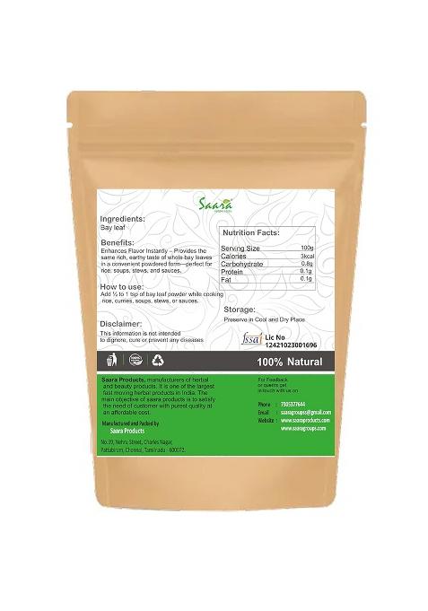 Saara Herbal Fresh Bay Leaf Powder, 50G, Dried Leaf, Tej Patra, Tamalpatra, Tejpatta 50G