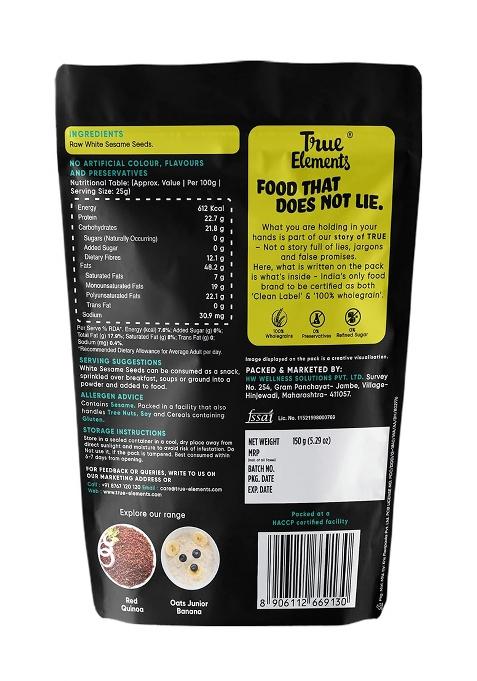 True Elements Raw White Sesame Seeds 150Gm