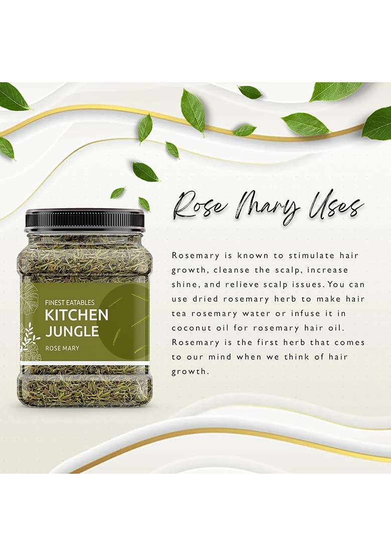 Kitchen Jungle Rosemary Leaves 250Gm Organic Dried For Foods & Hair Jar Pack) - Indya