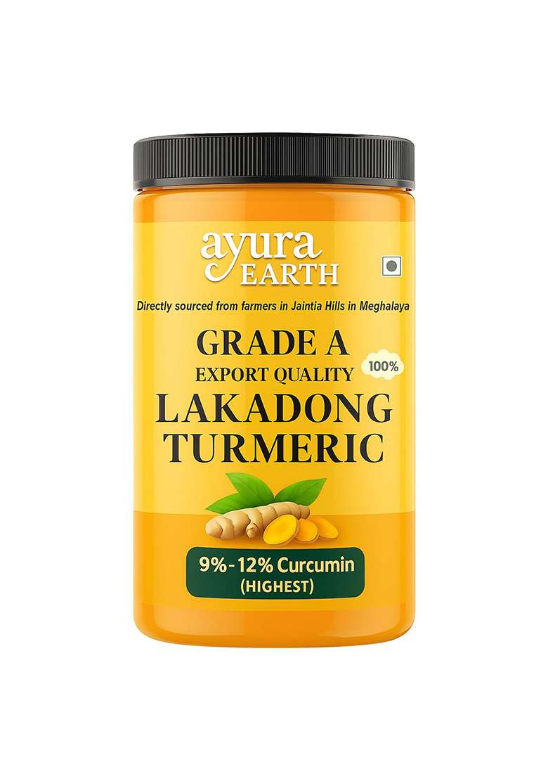 Ayuraearth Lakadong Turmeric Powder (250Gm) From Meghalaya | 10% High Curcumin 100% Organic & Pesticide-Free Single Origin Fresh Harvest - Indya