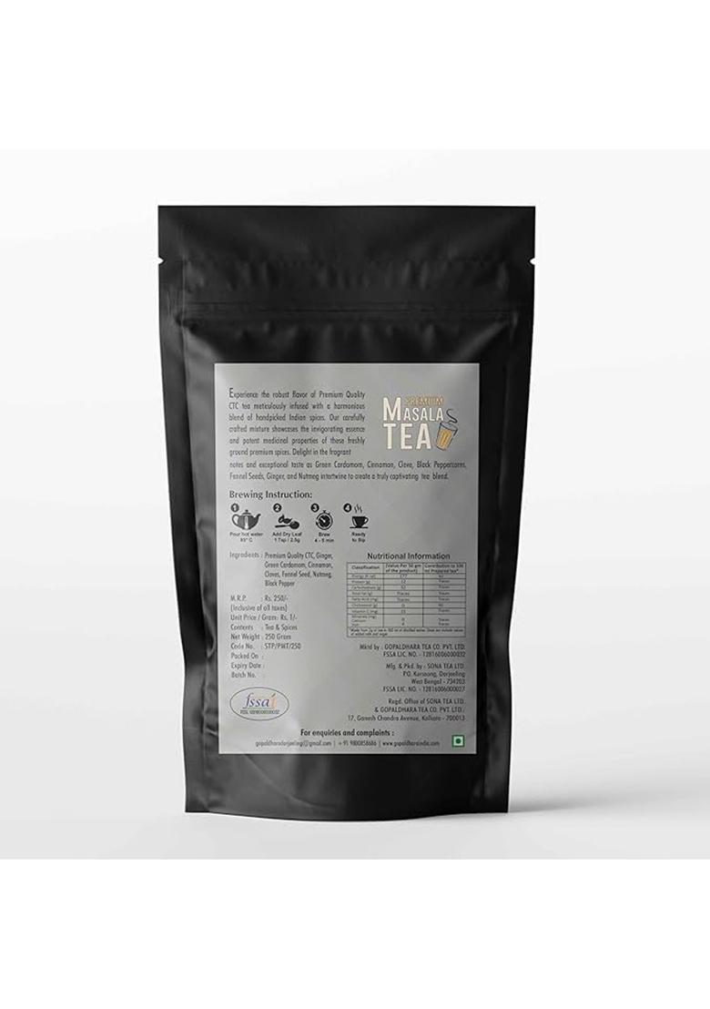 Chaidhara Masala Chai | Premium Spiced Tea With 100% Natural Ingredients Strong Flavour & Aroma 250 Grams Standup Pouch Mktd By Gopaldhara