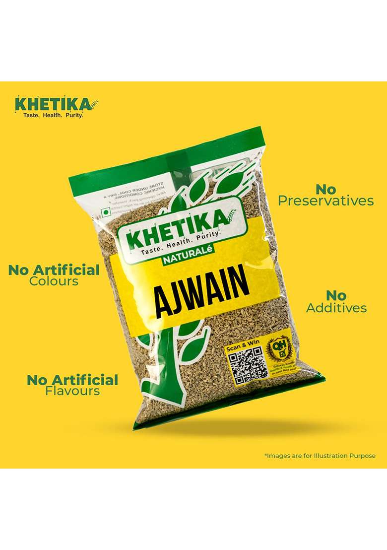 Khetika Naturale Ajwain 100 Grams | Whole Ajwain(Carom Seeds) No Added Colour Preservatives Free - Indya