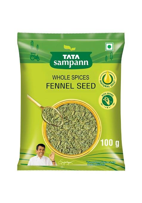 Tata Sampann Fennel Seed (Saunf), Whole Spices, Natural Oils*, Rich Aroma, 100G