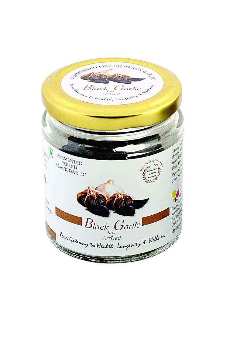 Black Garlic - Ready To Eat Peeled Cloves; Fermented, Non-Pungent & Great Taste 75 Gms Pack. - Indya